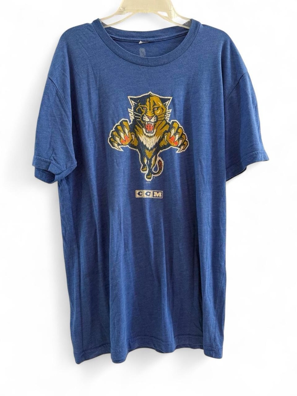 NHL CCM Florida Panthers Vintage Logo Tee - Blue with Yellow Accent